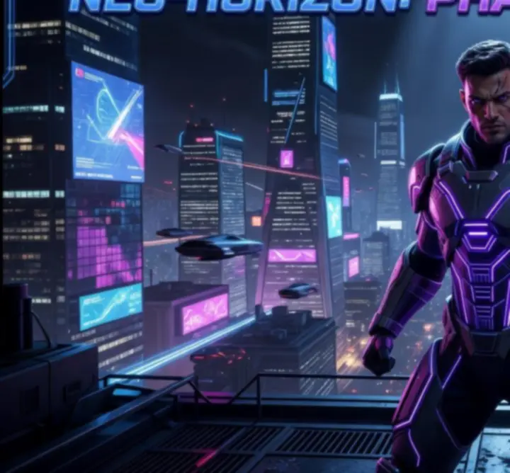Futurisztikus PS5 akciójáték neonfényes városi jelenettel