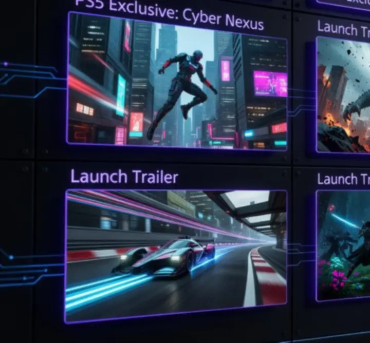 PlayStation 5 cinematikus előzetes galéria, különböző játékjelenetek montázsa