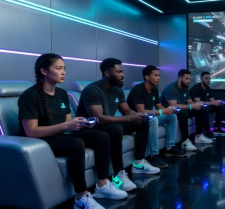 PlayStation 5 multiplayer csata futurisztikus fényekkel